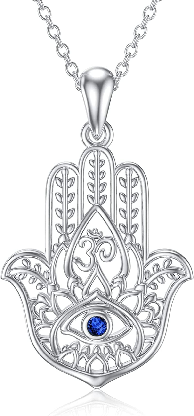 Sterling Silver Hamsa Fatima Necklace Elephant Necklace Blue Eye Pendant Jewelry for Men Women Girls Boy hamsa fatima necklace
