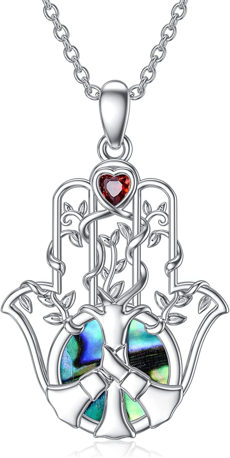 Sterling Silver Hamsa Fatima Necklace Elephant Necklace Blue Eye Pendant Jewelry for Men Women Girls Boy Hamsa Tree of Life Necklace