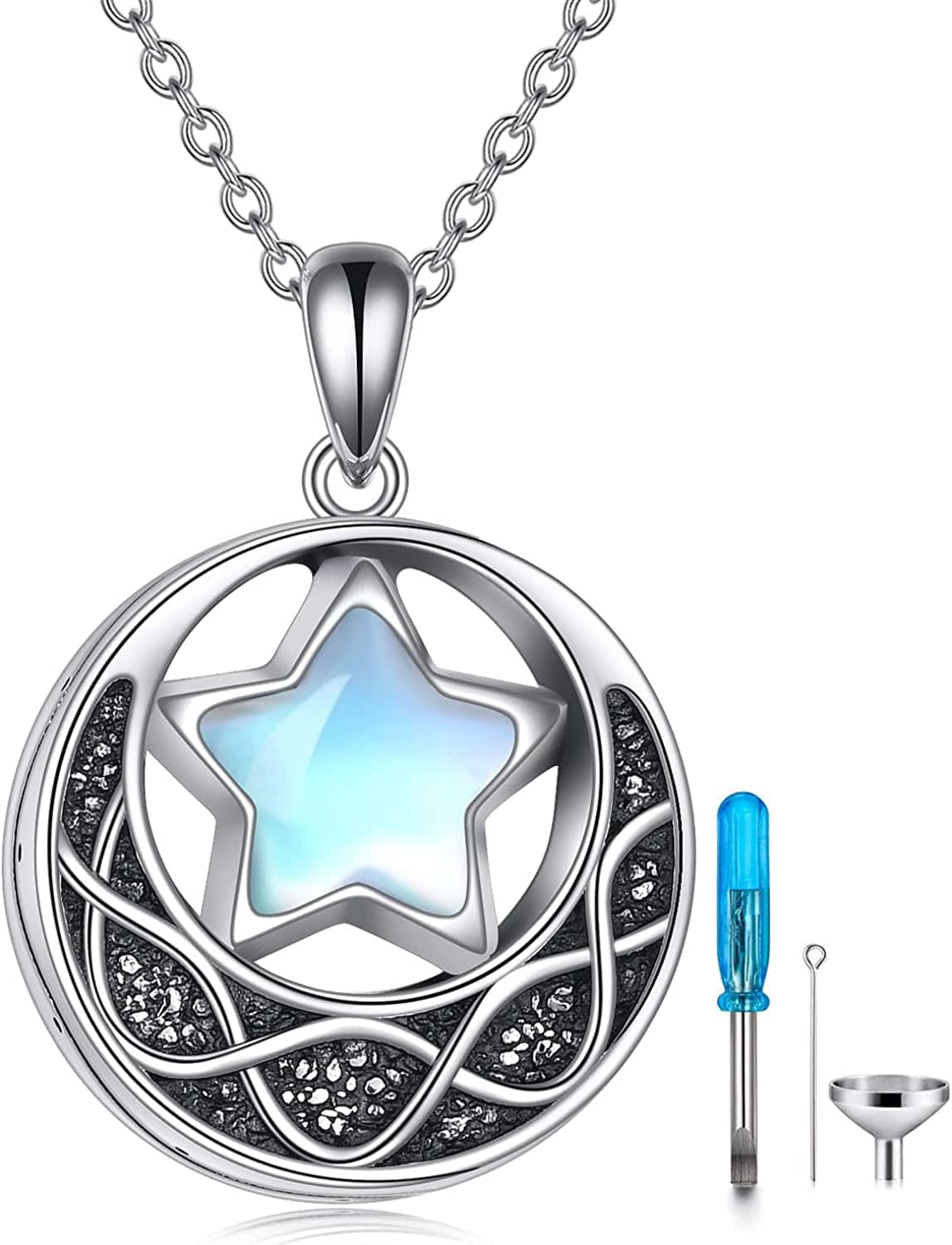 Sterling Silver Irish Celtic Knot Triquetra Trinity Vintage Viking Jewelry for Women Men Star Urn Necklace