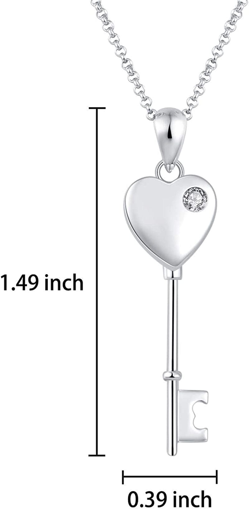 Sterling Silver Key Urn Necklace Heart Shape Urn Pendant Cremation Ashes Keepsake Memorial Jewelry