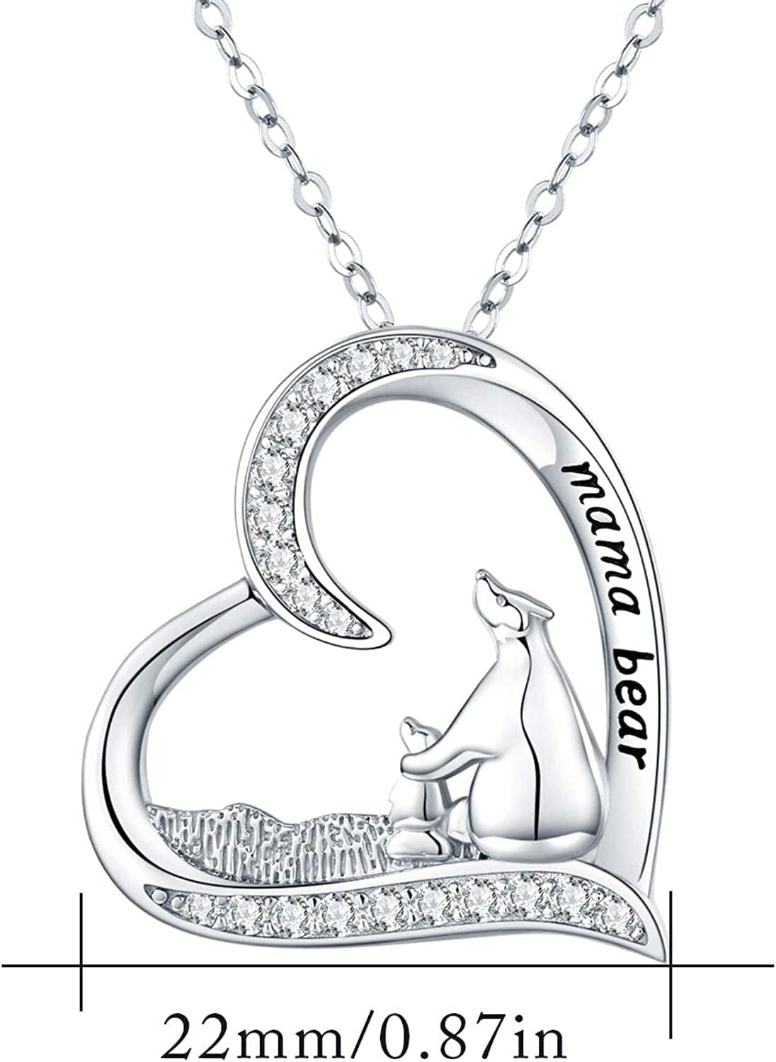 Sterling Silver Mom Necklace Mama Bear Pendant Necklace Jewelry for New Mom Grandmother Women