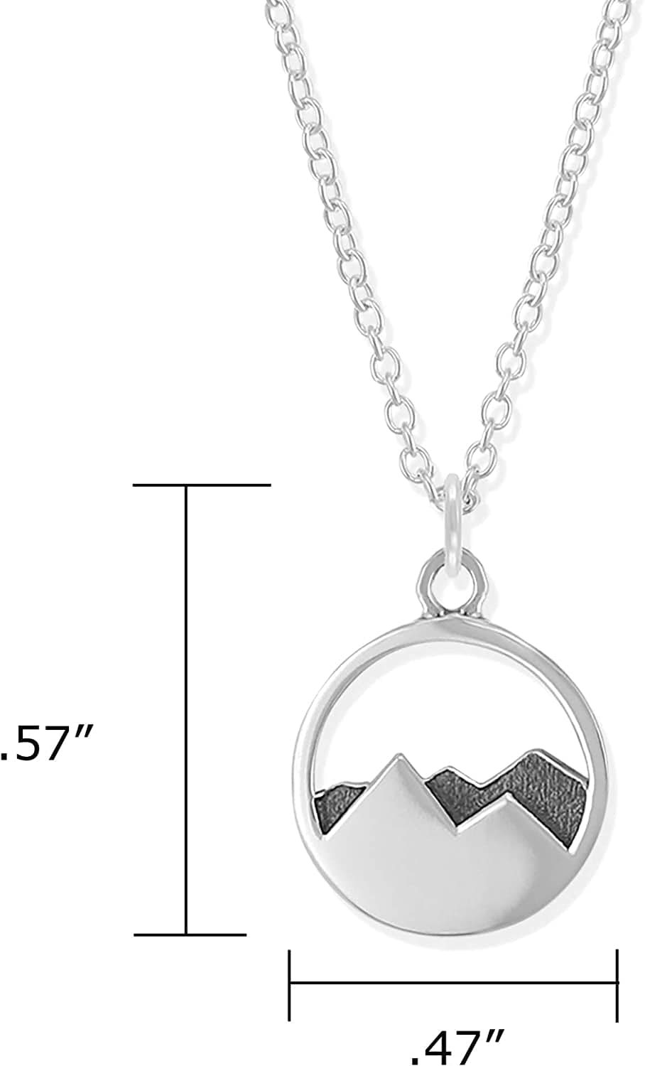 Sterling Silver Mountain Range Peak Circle Pendant Necklace, 18 Inches