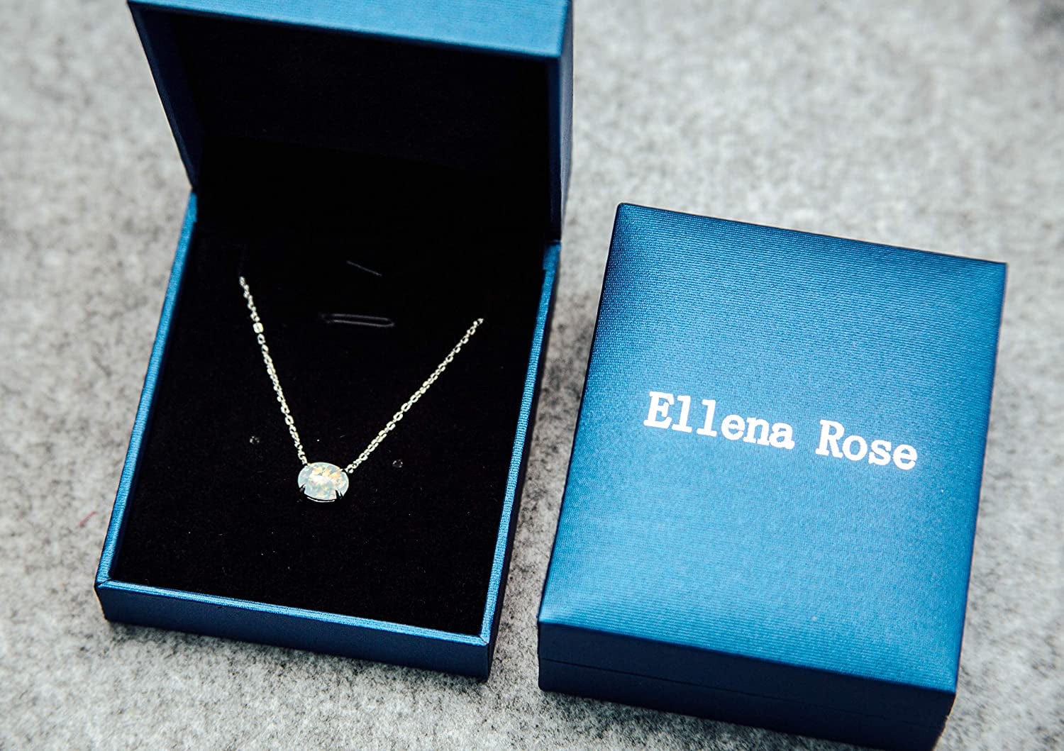 Sterling Silver Opal Necklace, 925 Sterling Silver, Small Dainty Oval Opal Jewelry for Women, Gemstone Necklaces, Womens Jewelry, Simple Rose Gold Necklaces for Women