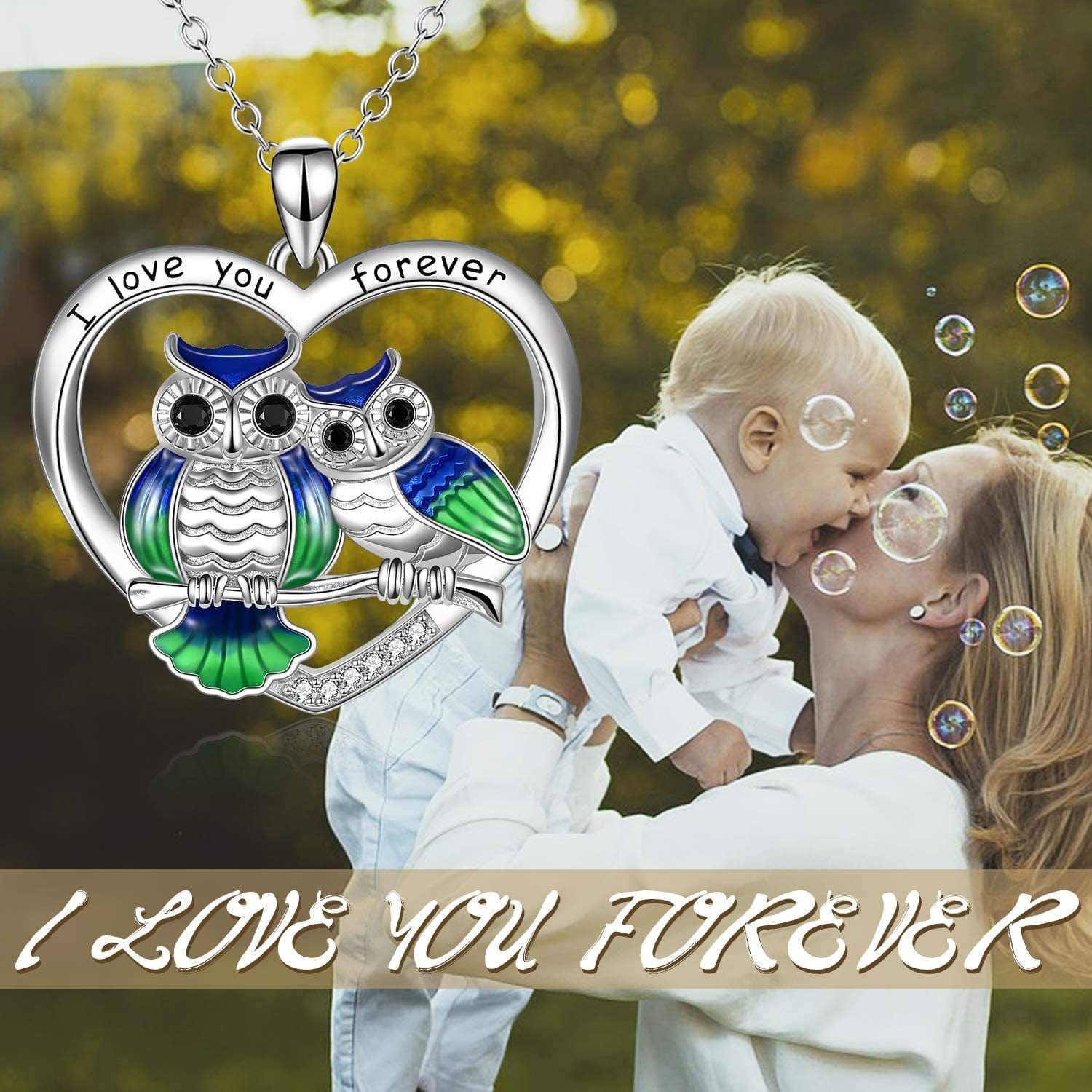 Sterling Silver Owl Necklace Mother Daughter Owl Lover Bird Pendant Necklace Mother'S Day Gifts for Women Grandmother Daughter Mom