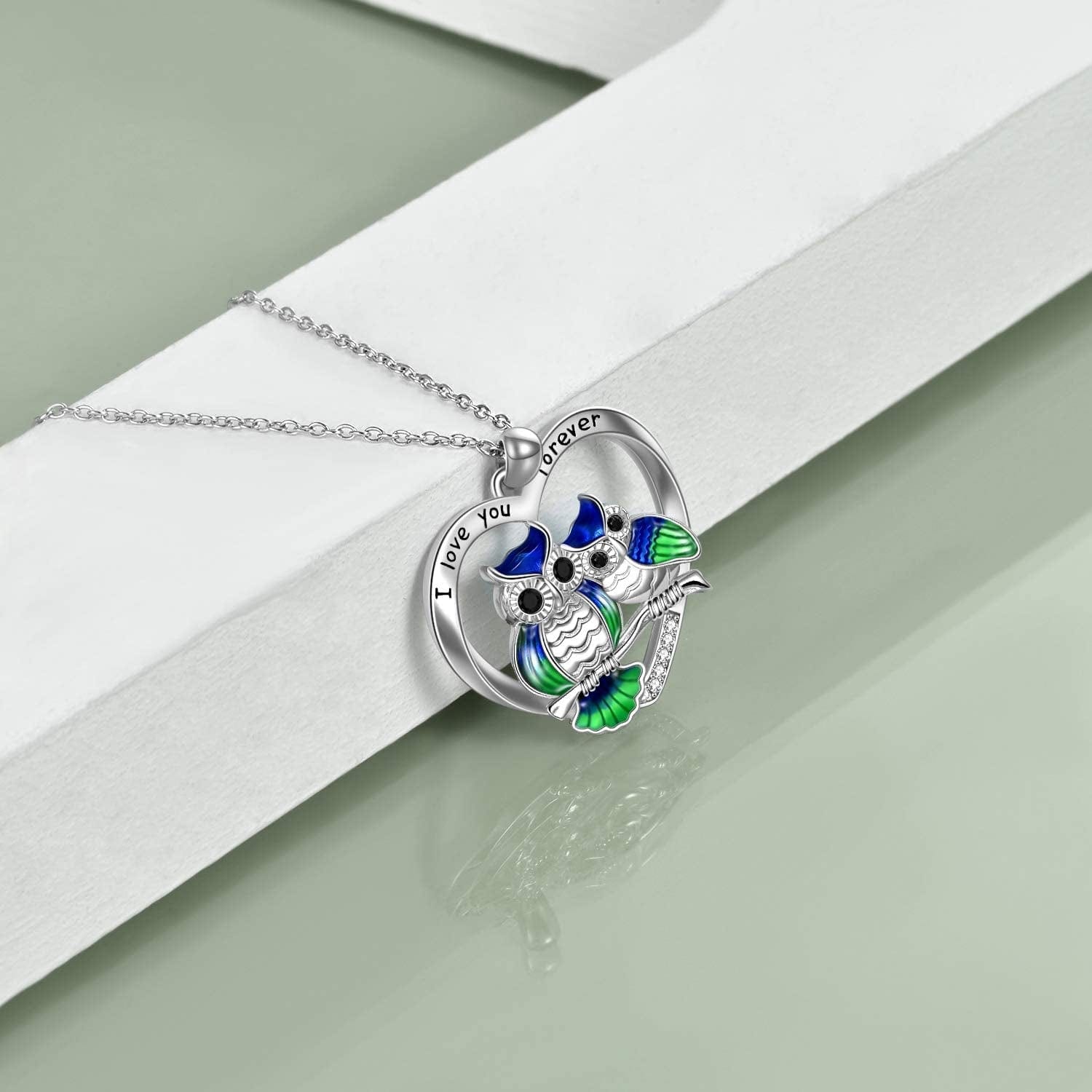 Sterling Silver Owl Necklace Mother Daughter Owl Lover Bird Pendant Necklace Mother'S Day Gifts for Women Grandmother Daughter Mom