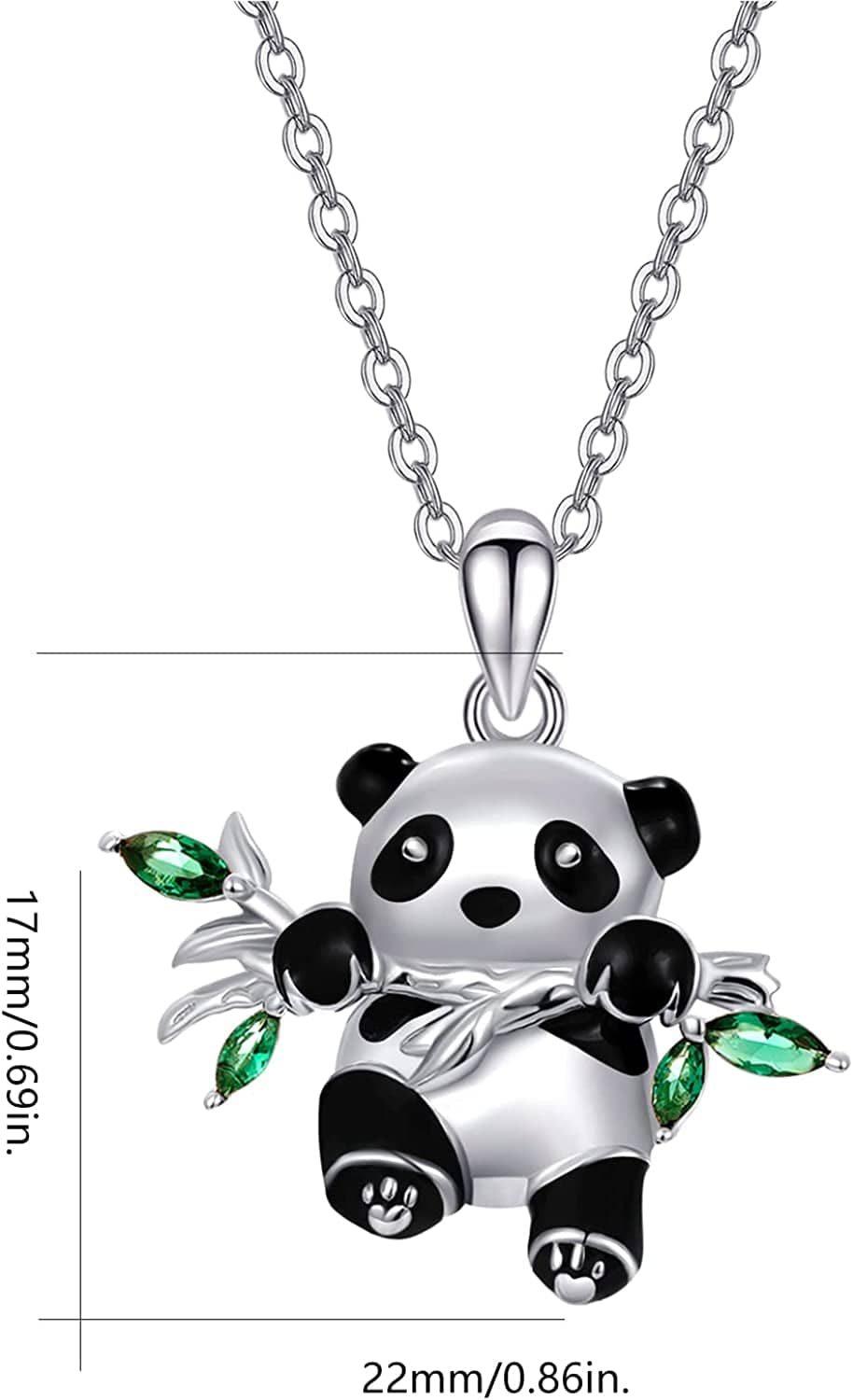Sterling Silver Panda Necklace Lovely Panda Bamboo Pendant Heart Engraved Pendant Necklace Mother Panda Jewelry Gifts for Women Daughter Panda Lover