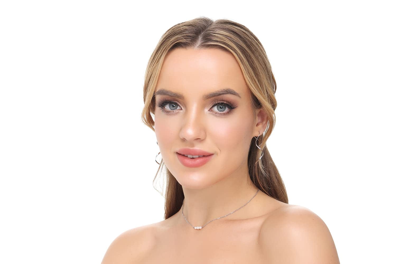 Sterling Silver Pearl Choker Necklace, Handmade with 3 Dainty Real Freshwater Pearl for Women or Girl (Silver)