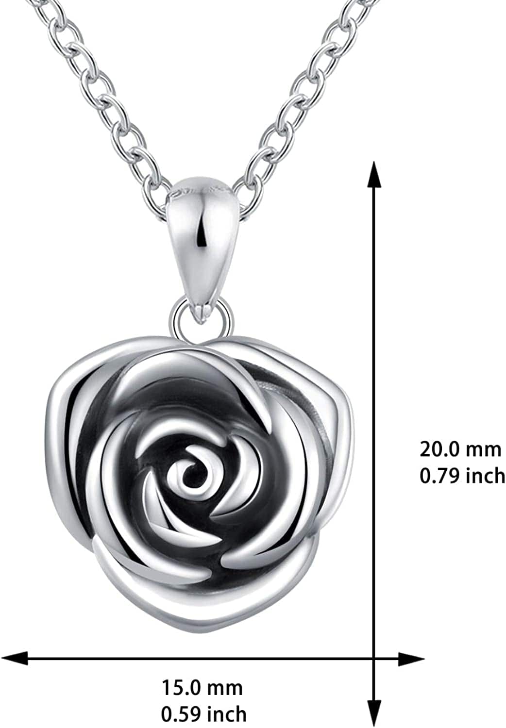 Sterling Silver Rose Flower Cremation Urn Pendant Necklace Keepsake Ashes Memorial Jewelry for Women