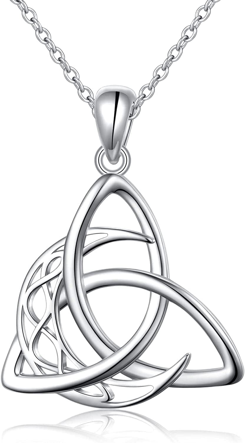 Sterling Silver Triple Moon Goddess Triquetra Pentacle Knot Necklace Pagan Wicca Pendant Necklace or Ring D-necklace