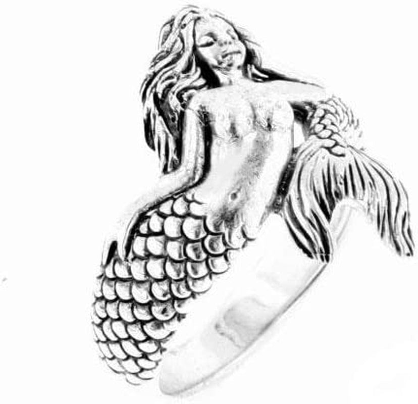 Sterling Silver Wrapped Sea Nymph Mermaid Ring(Sizes 4,5,6,7,8,9,10,11,12,13,14,15) 14