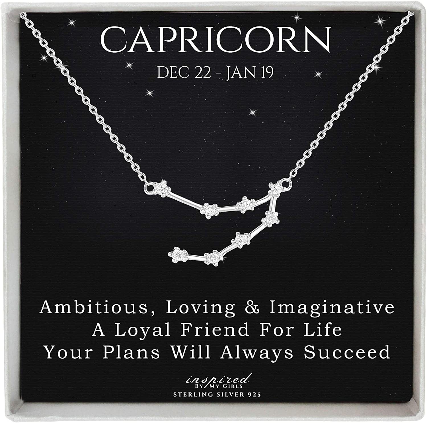 Sterling Silver Zodiac Constellation Necklace Ready to Give Gift in Keepsake Box - Choose Star Sign Capricorn / Sterling Silver