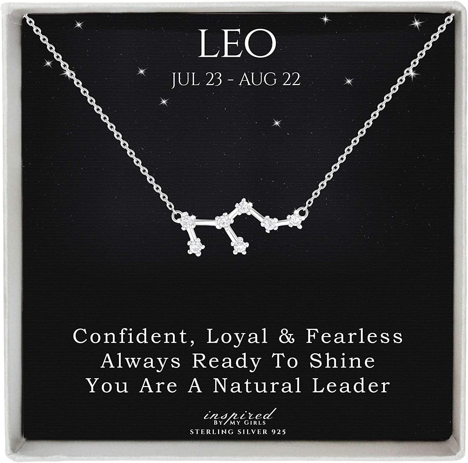 Sterling Silver Zodiac Constellation Necklace Ready to Give Gift in Keepsake Box - Choose Star Sign Leo / Sterling Silver