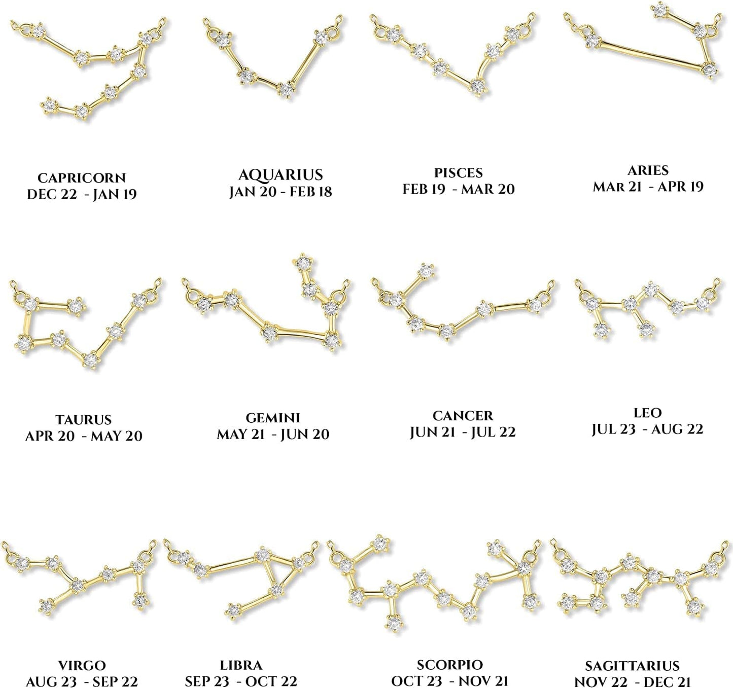 Sterling Silver Zodiac Constellation Necklace Ready to Give Gift in Keepsake Box - Choose Star Sign