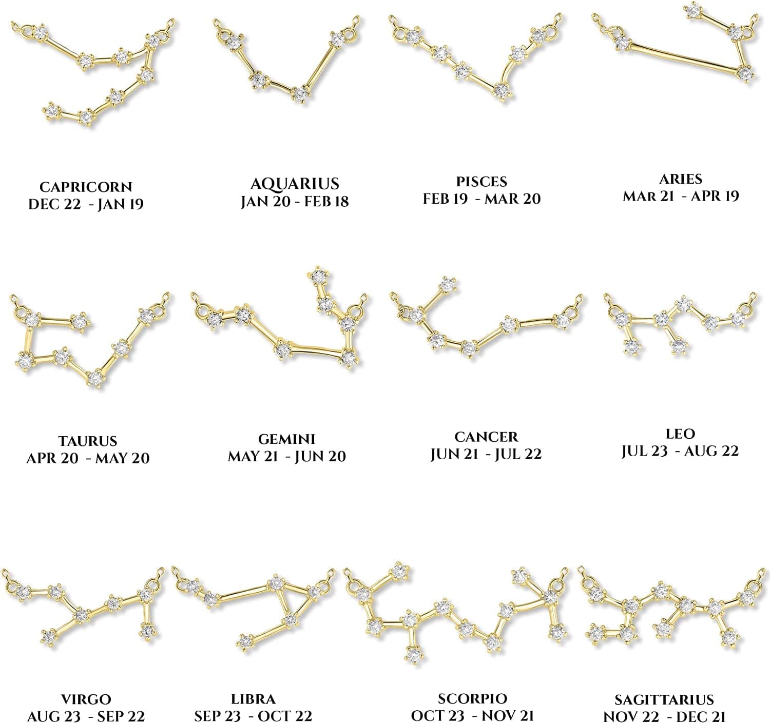 Sterling Silver Zodiac Constellation Necklace Ready to Give Gift in Keepsake Box - Choose Star Sign