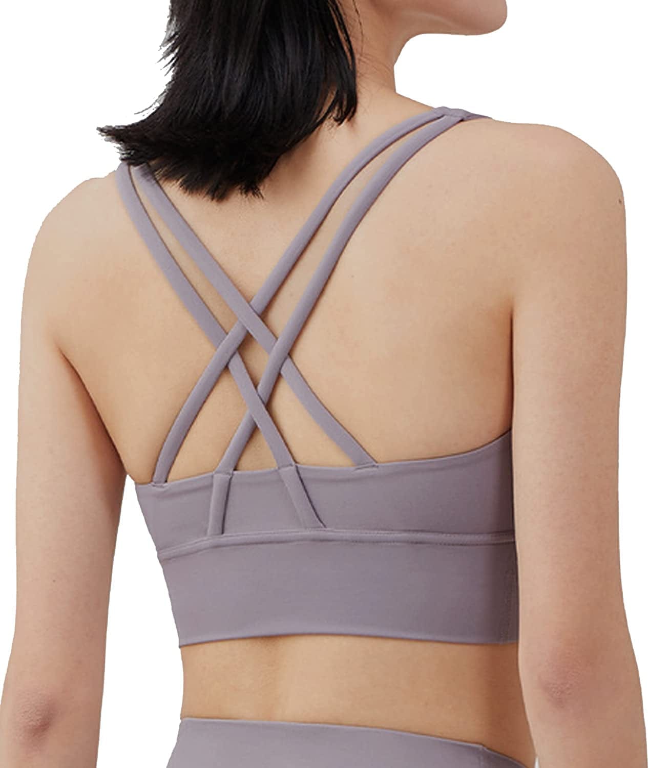 Strappy Sports Bra for Women, Padded High Impact Push up Athletic Running Sports Bra Workout Top Yoga Bra