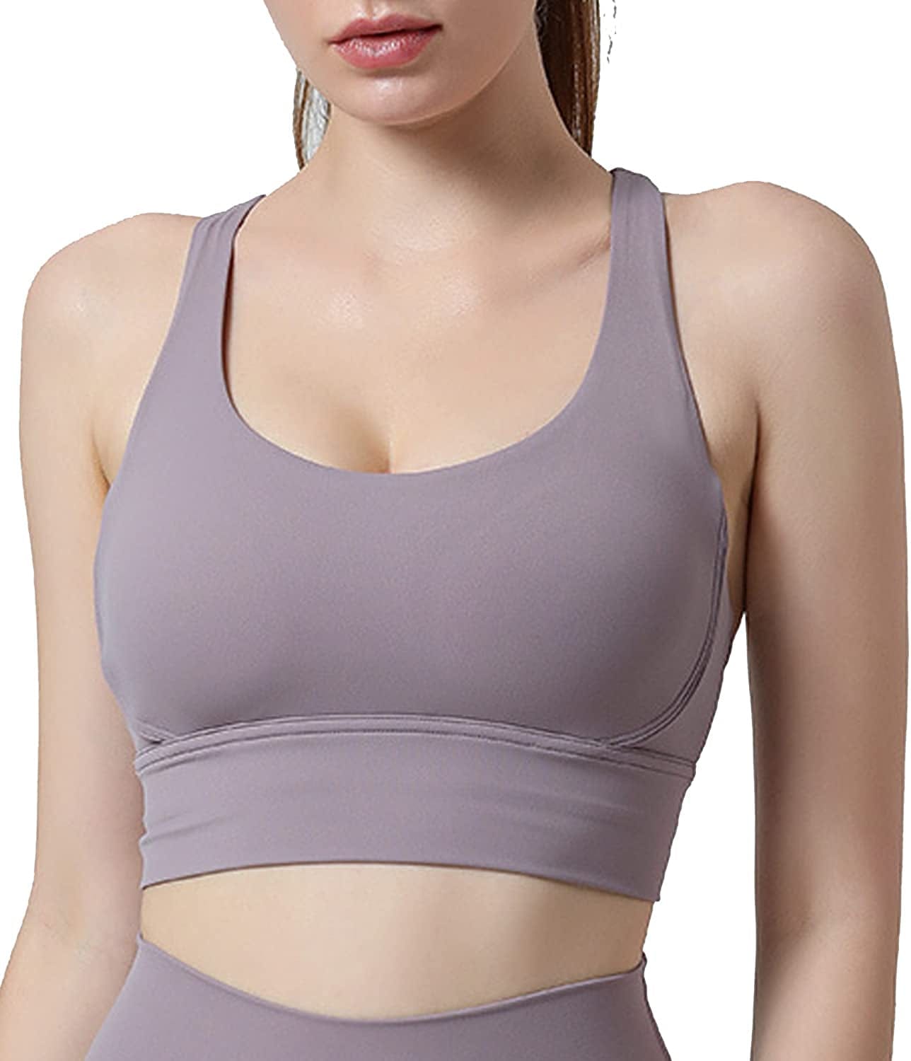 Strappy Sports Bra for Women, Padded High Impact Push up Athletic Running Sports Bra Workout Top Yoga Bra