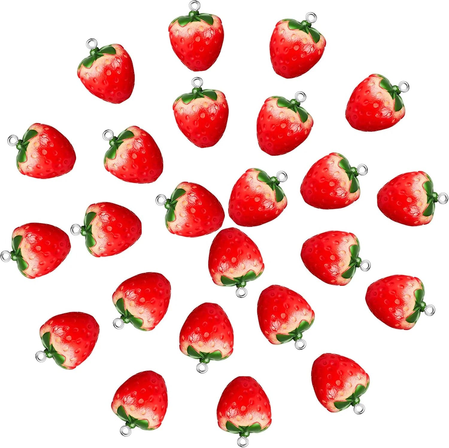 Strawberry Pendant Charms Fruit Charms Strawberry Earring Resin Charms 3D Strawberry Hanging Pendant Ornament for Earring Bracelet Necklace DIY Jewelry Making Accessories 12