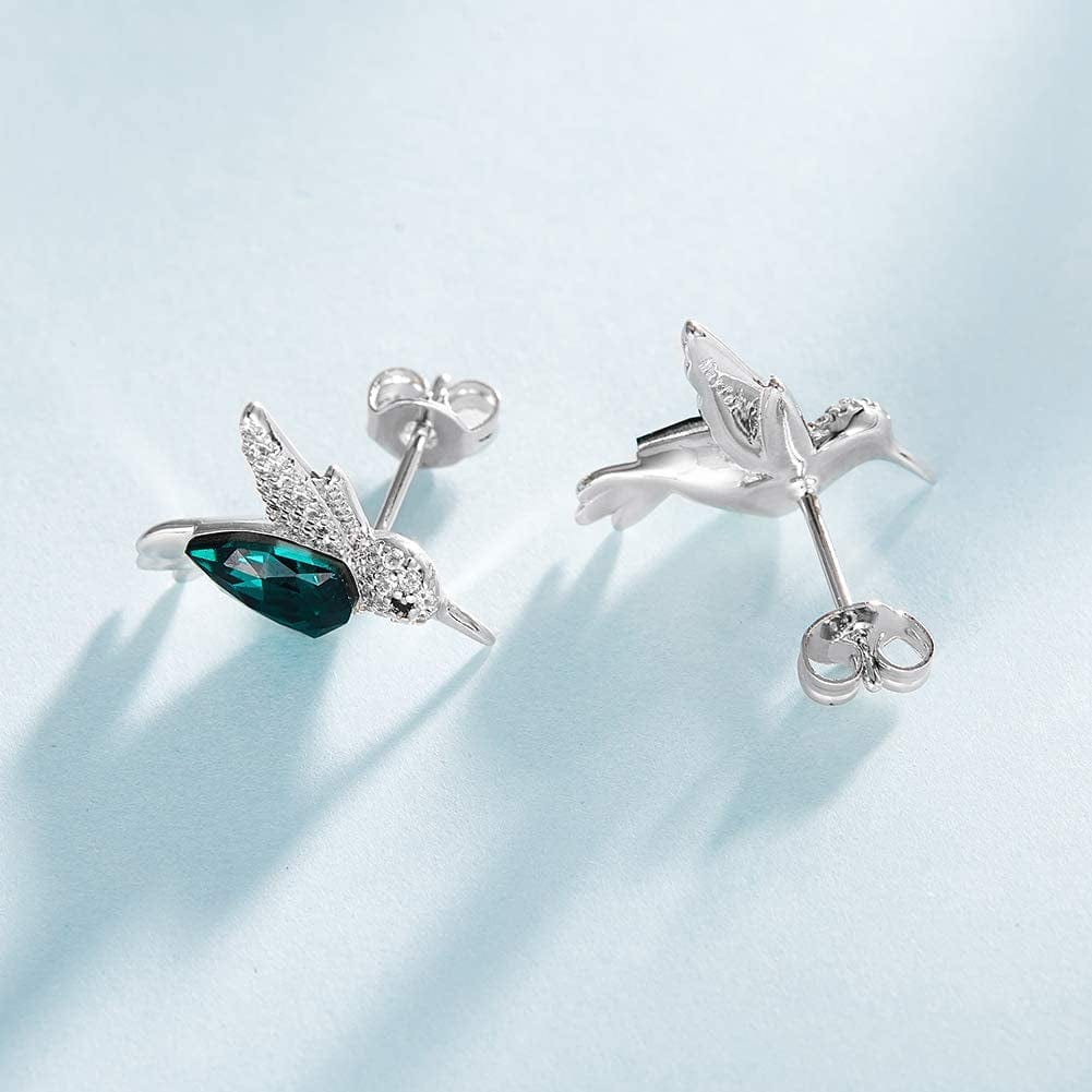 Stud Earring for Women of a Hummingbird Embelished with Beautiful Crystals.