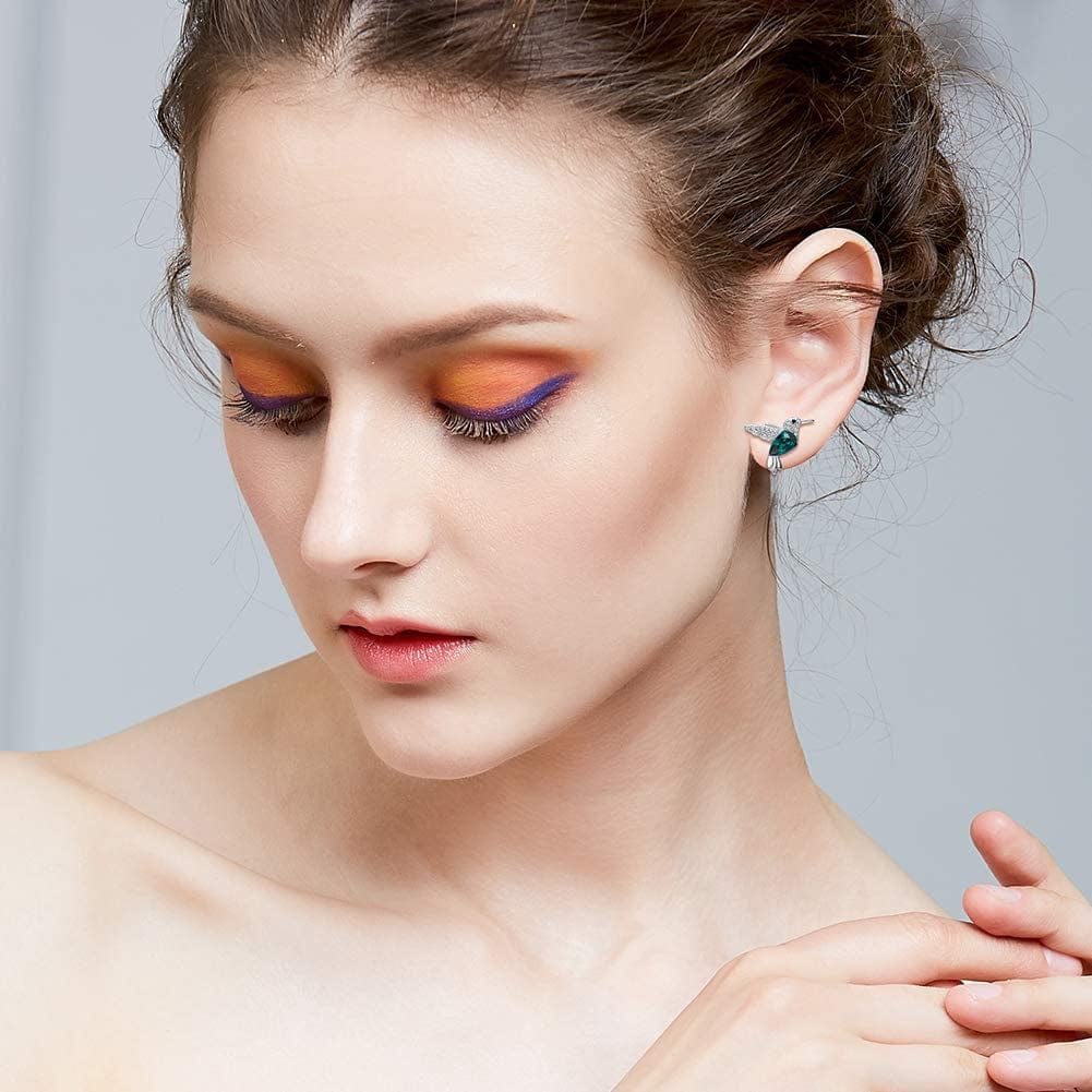 Stud Earring for Women of a Hummingbird Embelished with Beautiful Crystals.