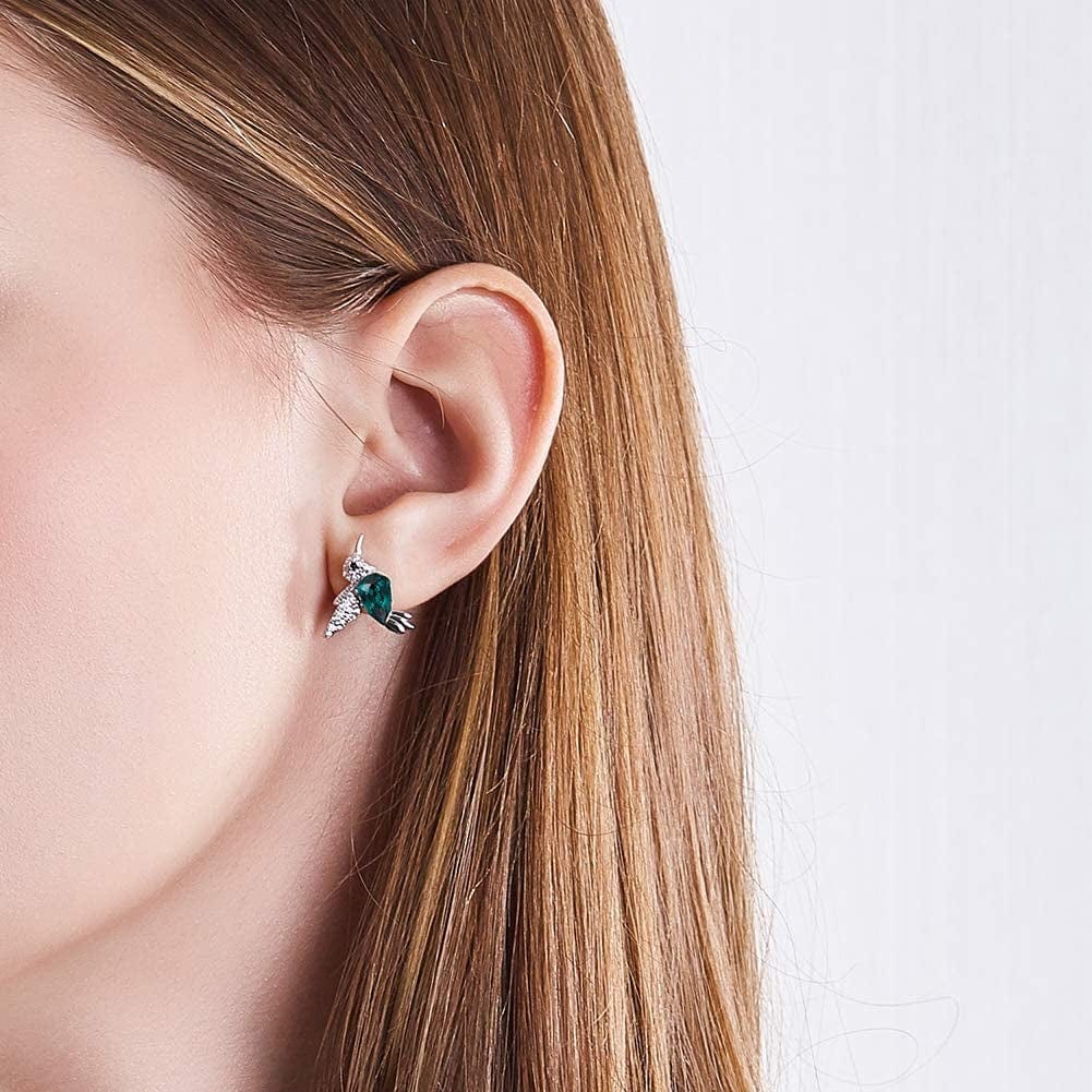 Stud Earring for Women of a Hummingbird Embelished with Beautiful Crystals.