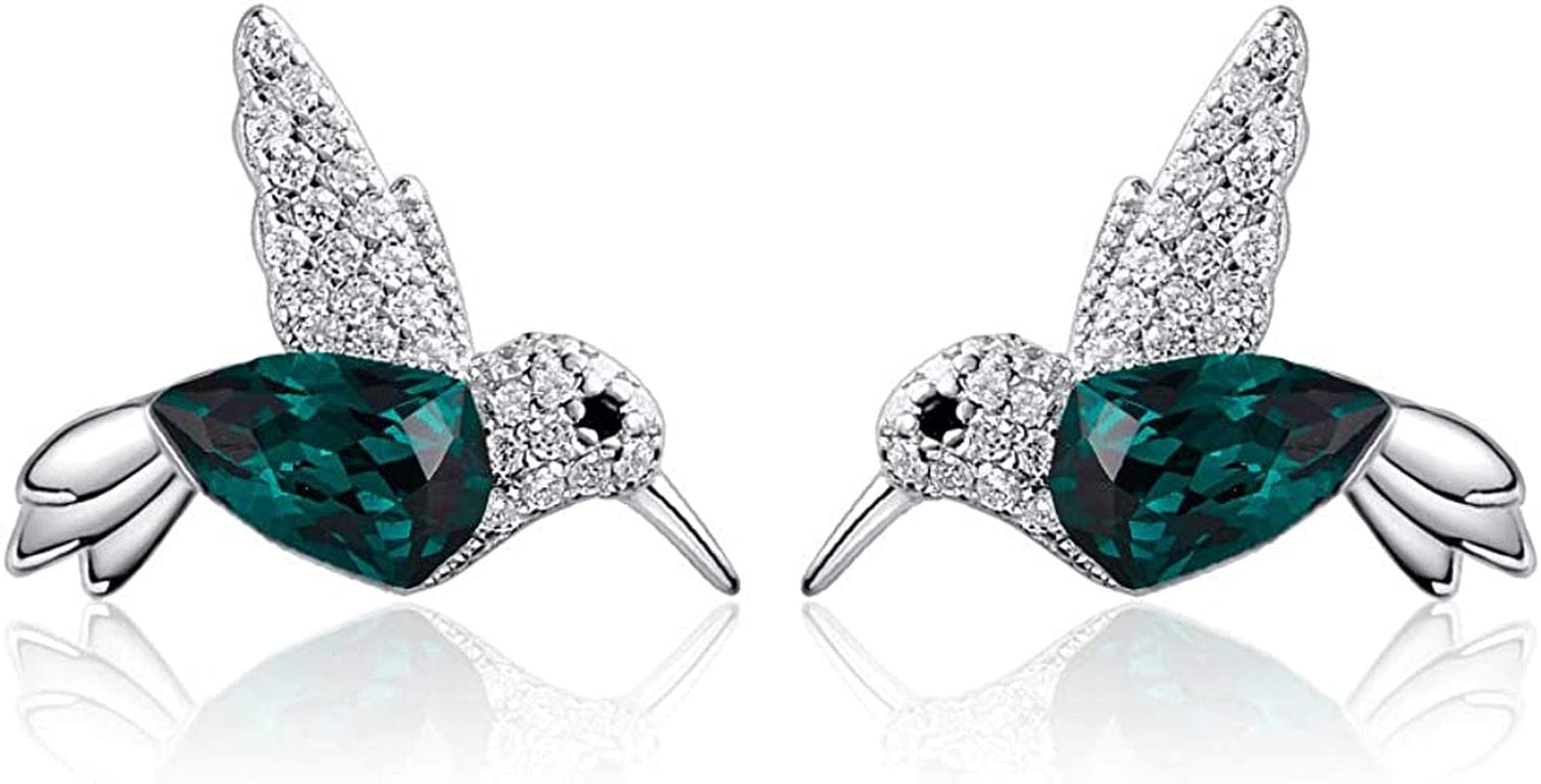 Stud Earring for Women of a Hummingbird Embelished with Beautiful Crystals.
