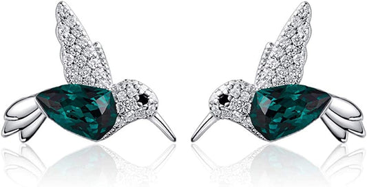 Stud Earring for Women of a Hummingbird Embelished with Beautiful Crystals.