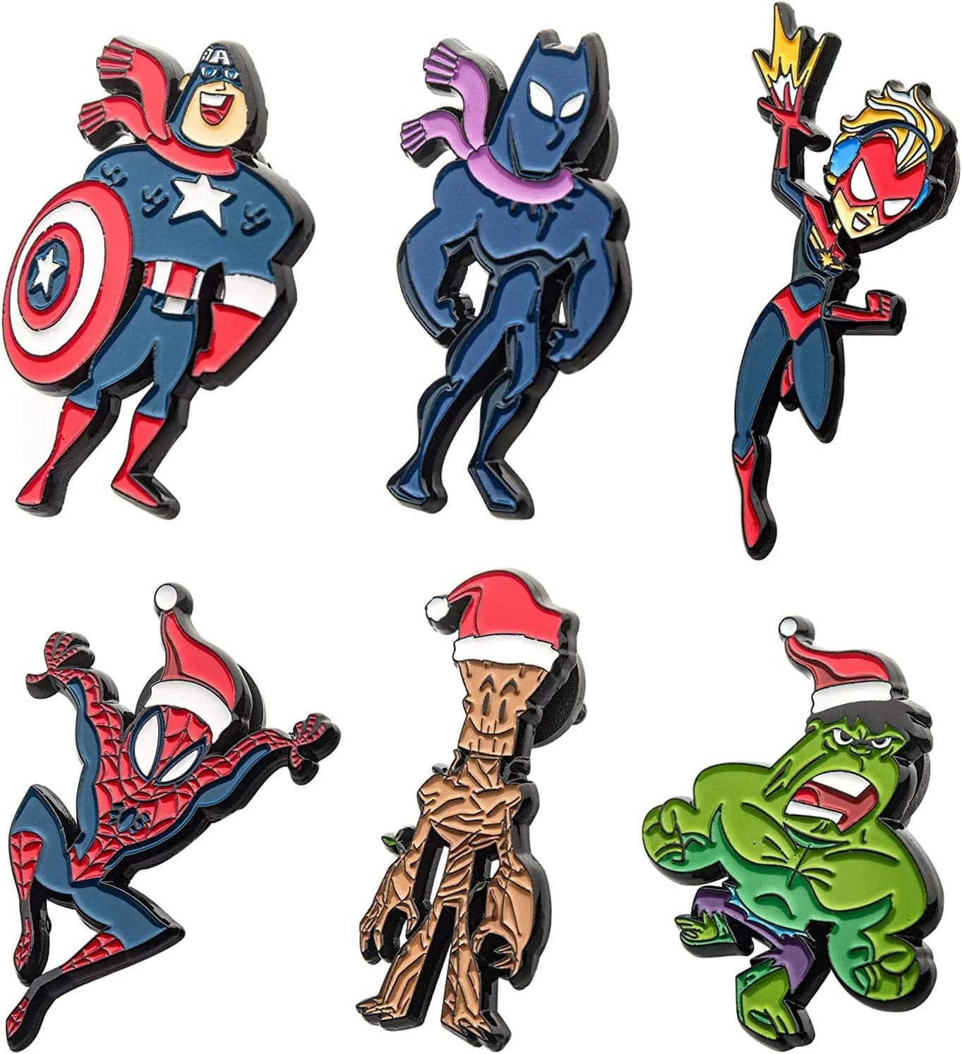 Studios Holiday Avenger Male Superhero Stocking Stuffer Metal-Based with Enamel 6 Lapel Pin Set. Officially Licensed Limited Edition Items Exclusive on .