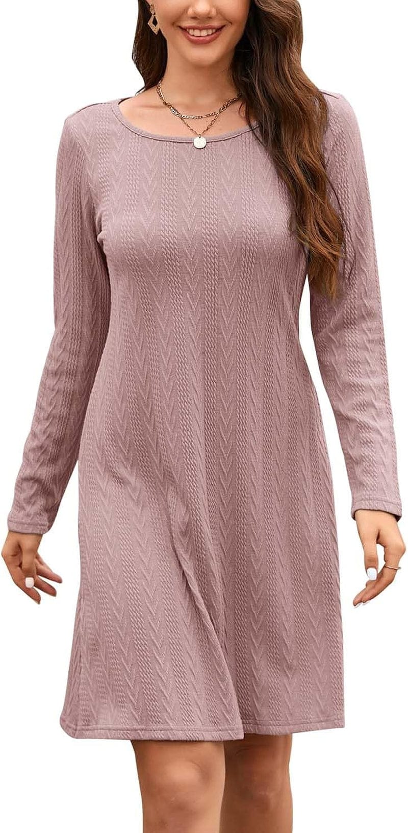 STYLEWORD Women'S 2023 Fall Maternity Sweater Dresses Photoshoot Long Sleeve Pullover Knit Casual Fashion Clothes Dark Pink / Medium