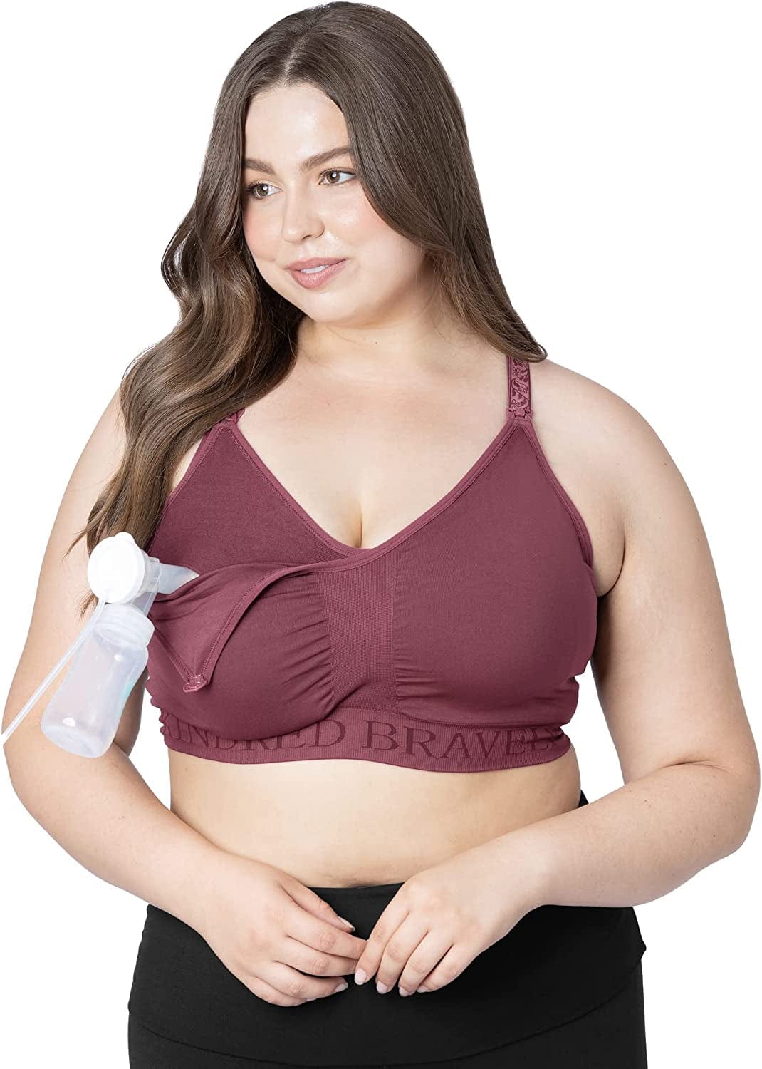 Sublime Hands Free Sports Pumping Bra | Patented All-In-One Pumping & Nursing Sports Bra Fig / Busty / Medium