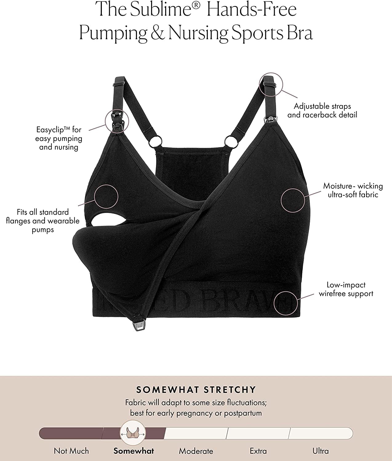 Sublime Hands Free Sports Pumping Bra | Patented All-In-One Pumping & Nursing Sports Bra