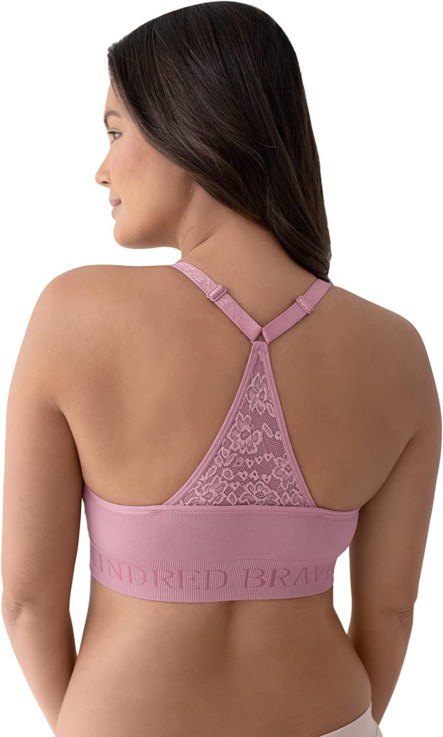 Sublime Lace Back Seamless Nursing Bra | Wireless Racerback Maternity Bra Rose / Regular / Large