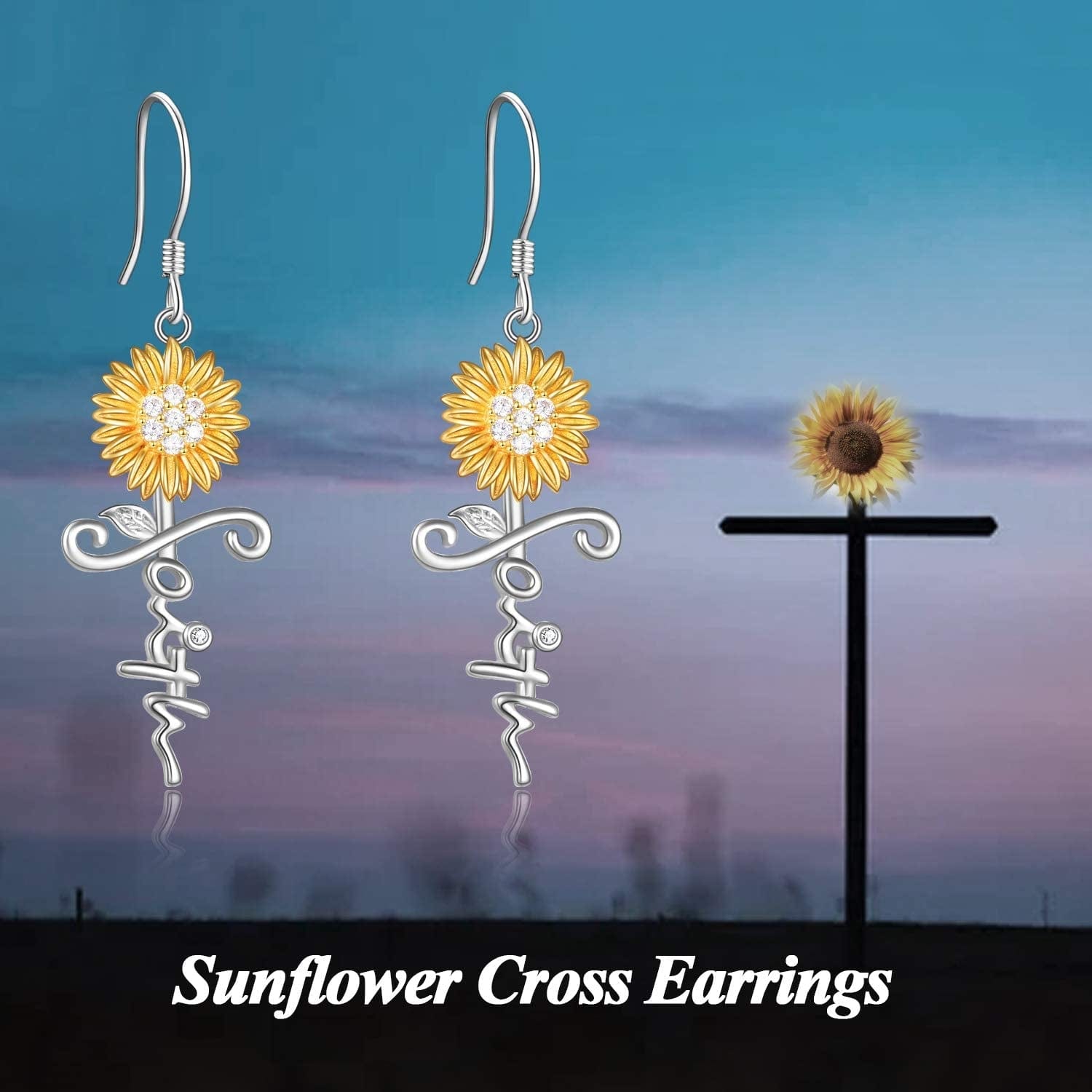 Sunflower Jewelry 925 Sterling Silver Sunflower Dangle Drop Earrings for Women Girls