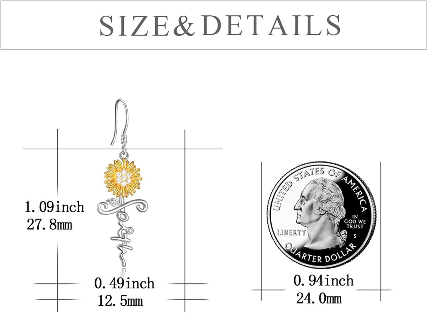 Sunflower Jewelry 925 Sterling Silver Sunflower Dangle Drop Earrings for Women Girls