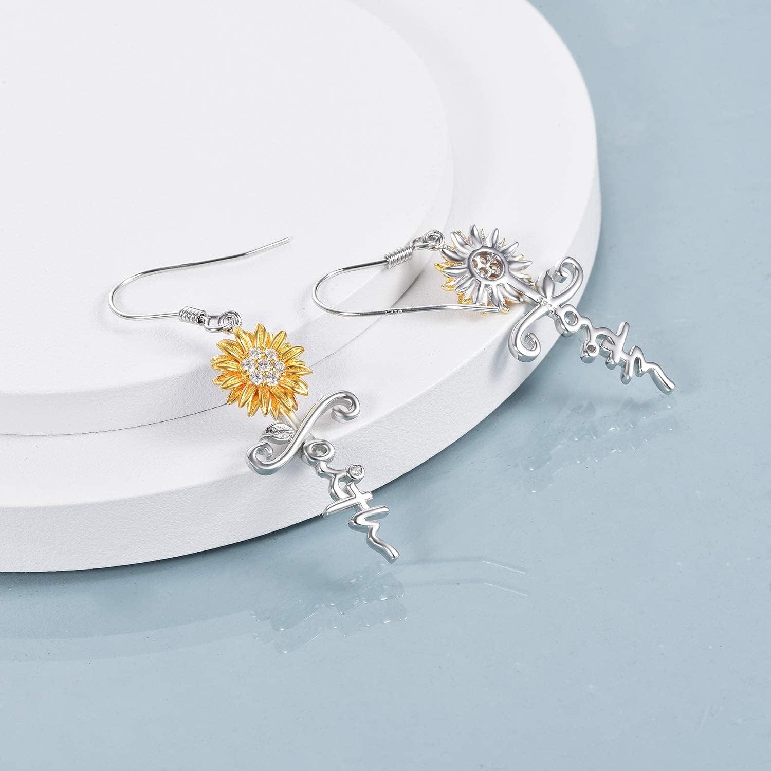 Sunflower Jewelry 925 Sterling Silver Sunflower Dangle Drop Earrings for Women Girls