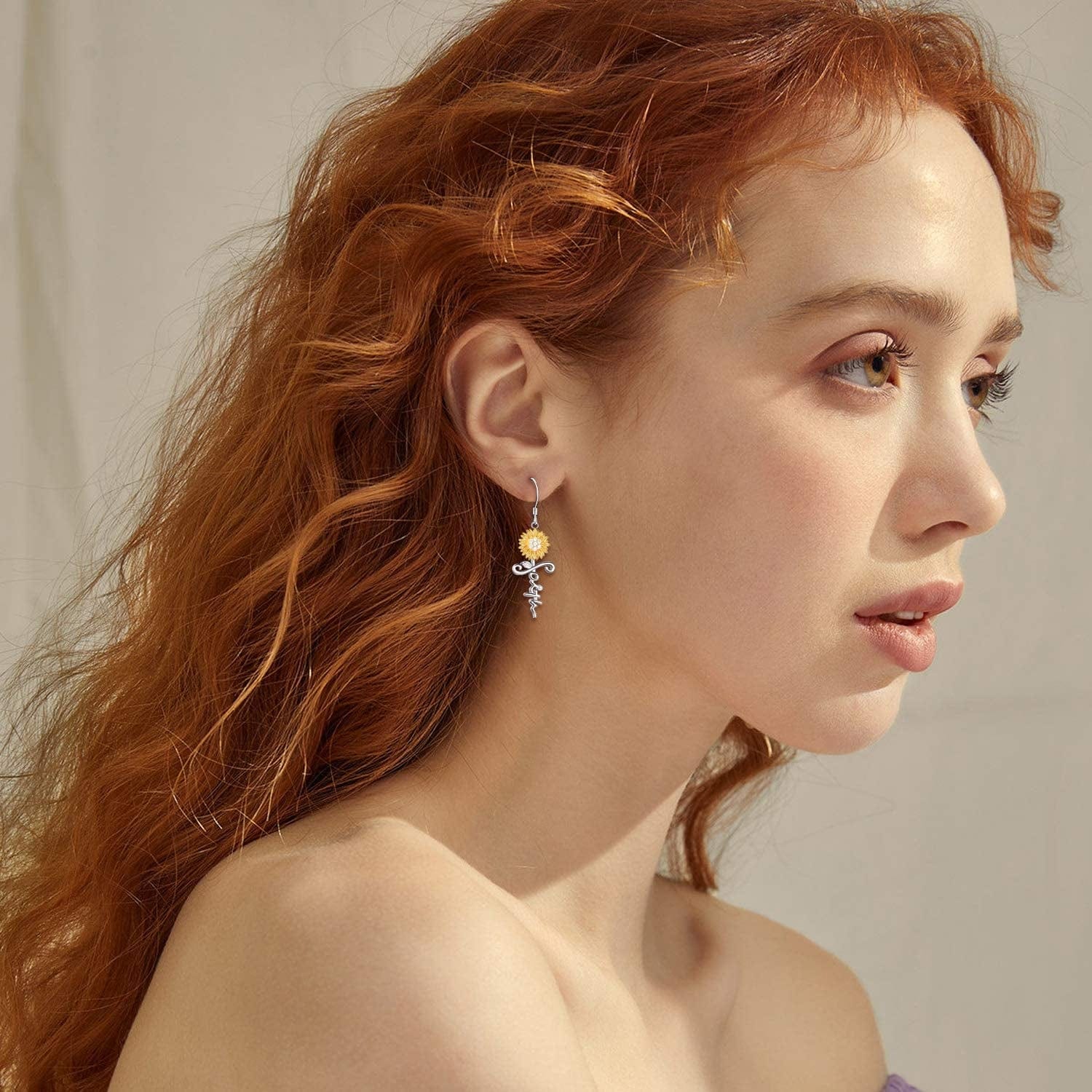 Sunflower Jewelry 925 Sterling Silver Sunflower Dangle Drop Earrings for Women Girls