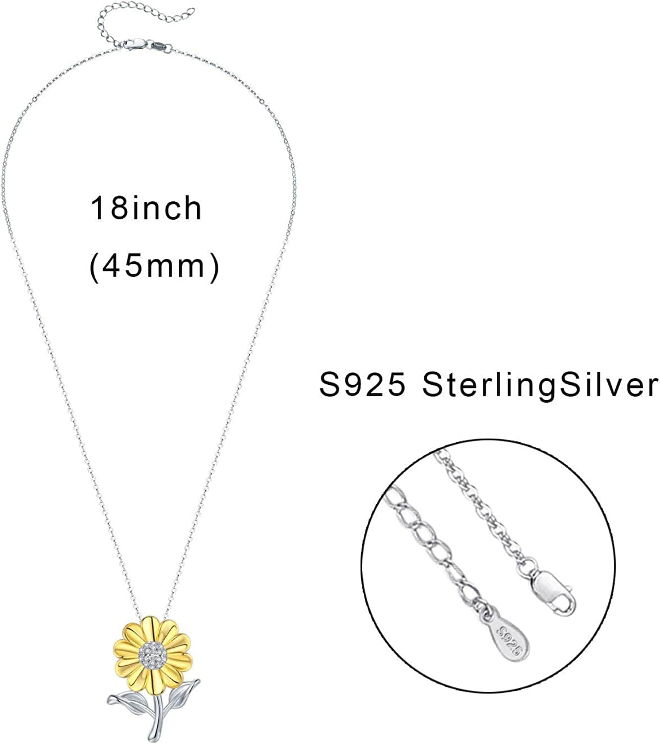 Sunflower Necklace 925 Sterling Silver Sunflower Jewelry Sunflower Gift Summer Jewelry for Women