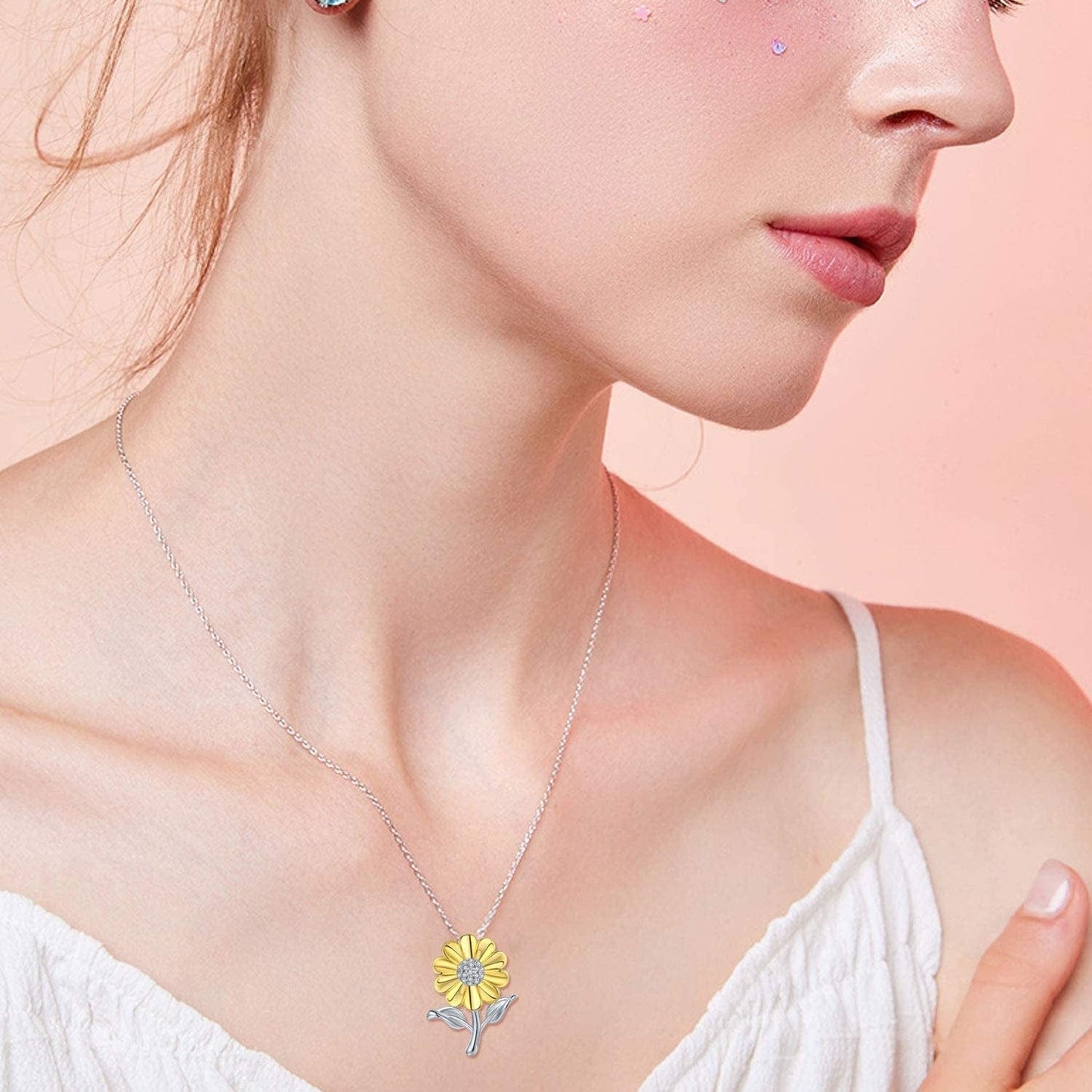 Sunflower Necklace 925 Sterling Silver Sunflower Jewelry Sunflower Gift Summer Jewelry for Women
