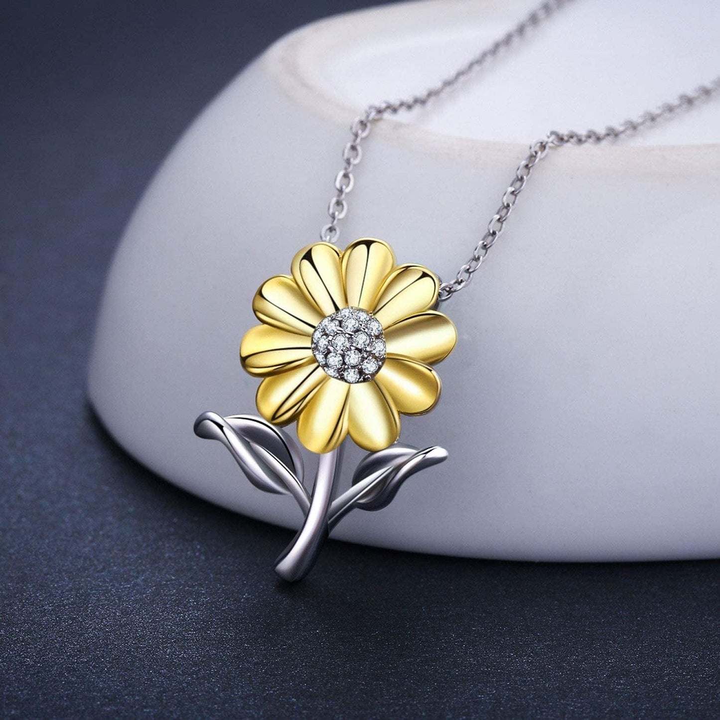 Sunflower Necklace 925 Sterling Silver Sunflower Jewelry Sunflower Gift Summer Jewelry for Women