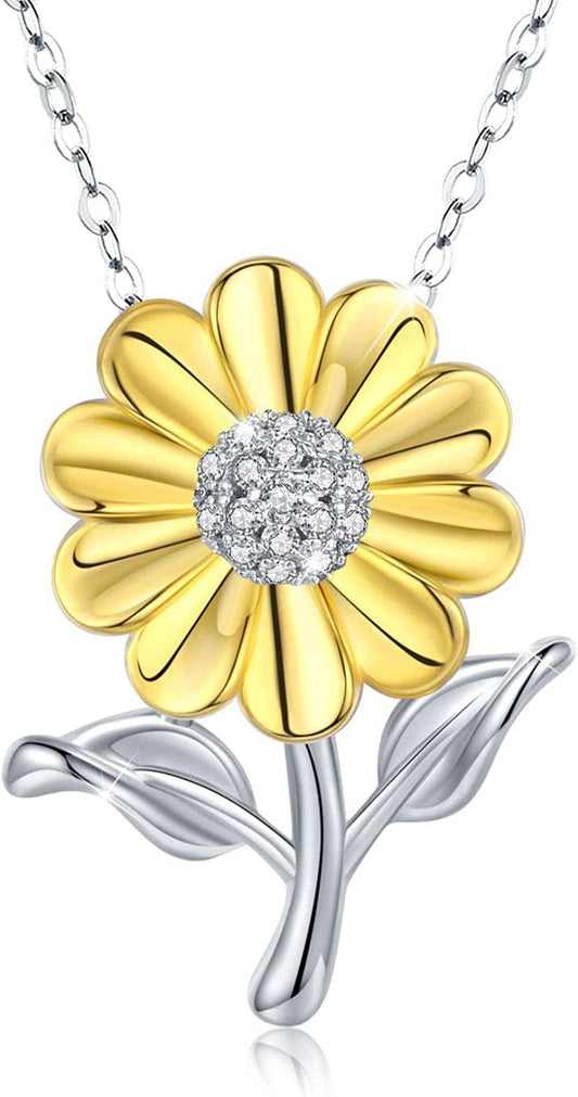 Sunflower Necklace 925 Sterling Silver Sunflower Jewelry Sunflower Gift Summer Jewelry for Women