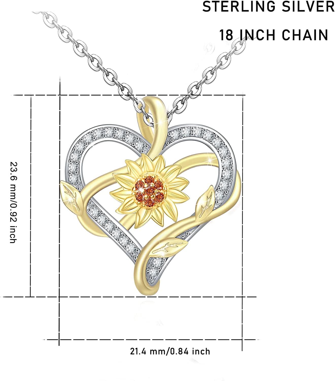 Sunflower Necklace for Women S925 Sterling Silver Heart Necklace Jewelry,You Are My Sunshine Pendant Necklaces Jewelry Gifts for Women Girls Mom Wife
