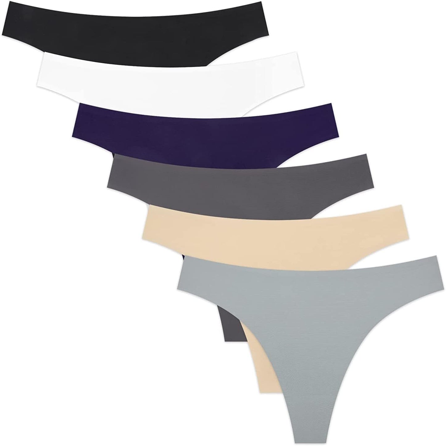 Sunm Boutique 6-10 Pack Womens Seamless Thongs Underwear Low Rise No Show Thong Panties 6 Pack Multicolor / Small