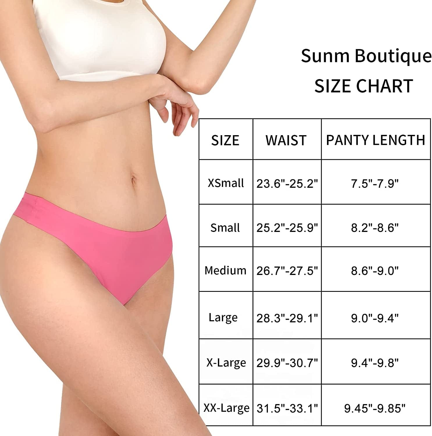 Sunm Boutique 6-10 Pack Womens Seamless Thongs Underwear Low Rise No Show Thong Panties