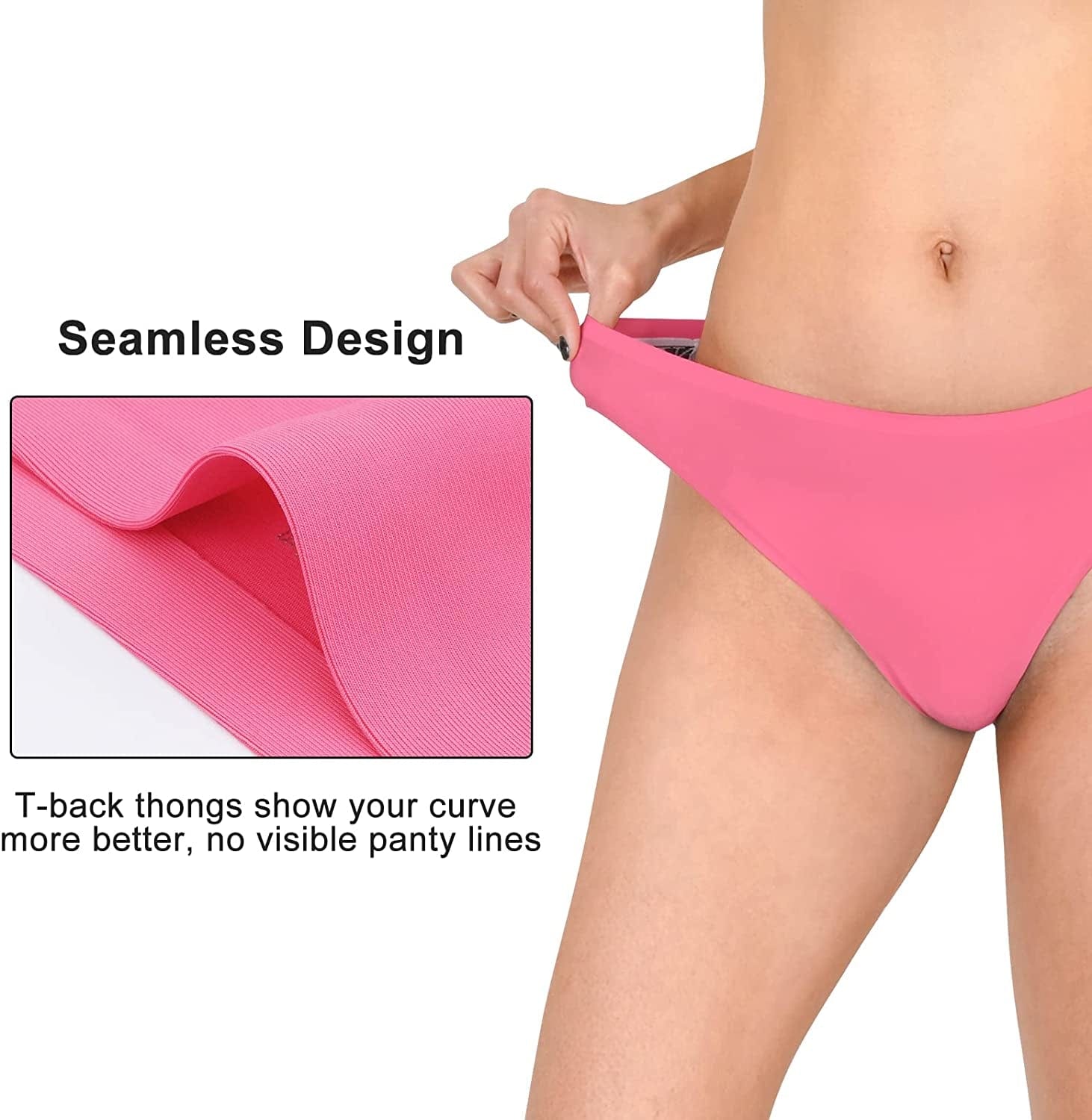 Sunm Boutique 6-10 Pack Womens Seamless Thongs Underwear Low Rise No Show Thong Panties