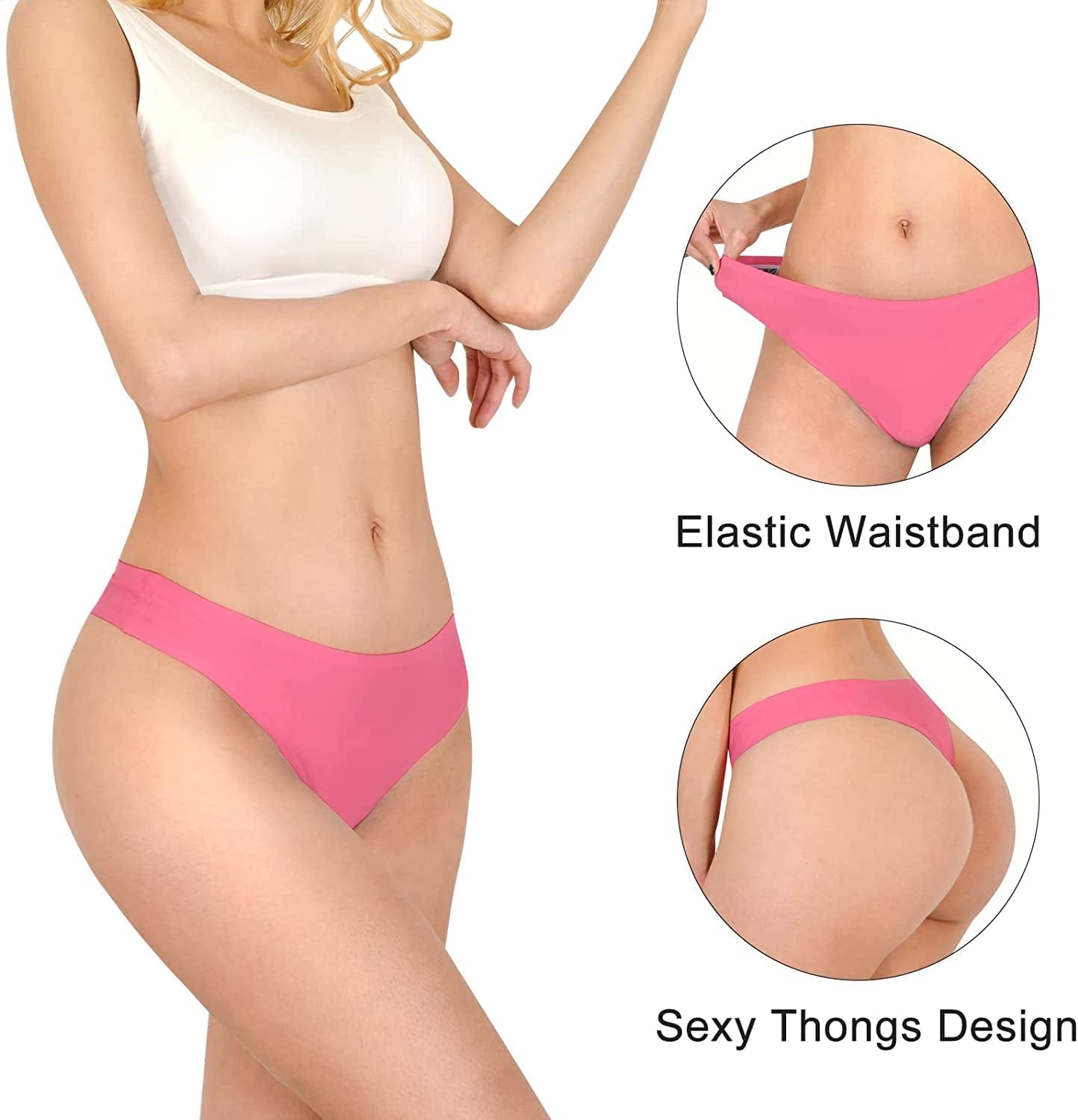Sunm Boutique 6-10 Pack Womens Seamless Thongs Underwear Low Rise No Show Thong Panties