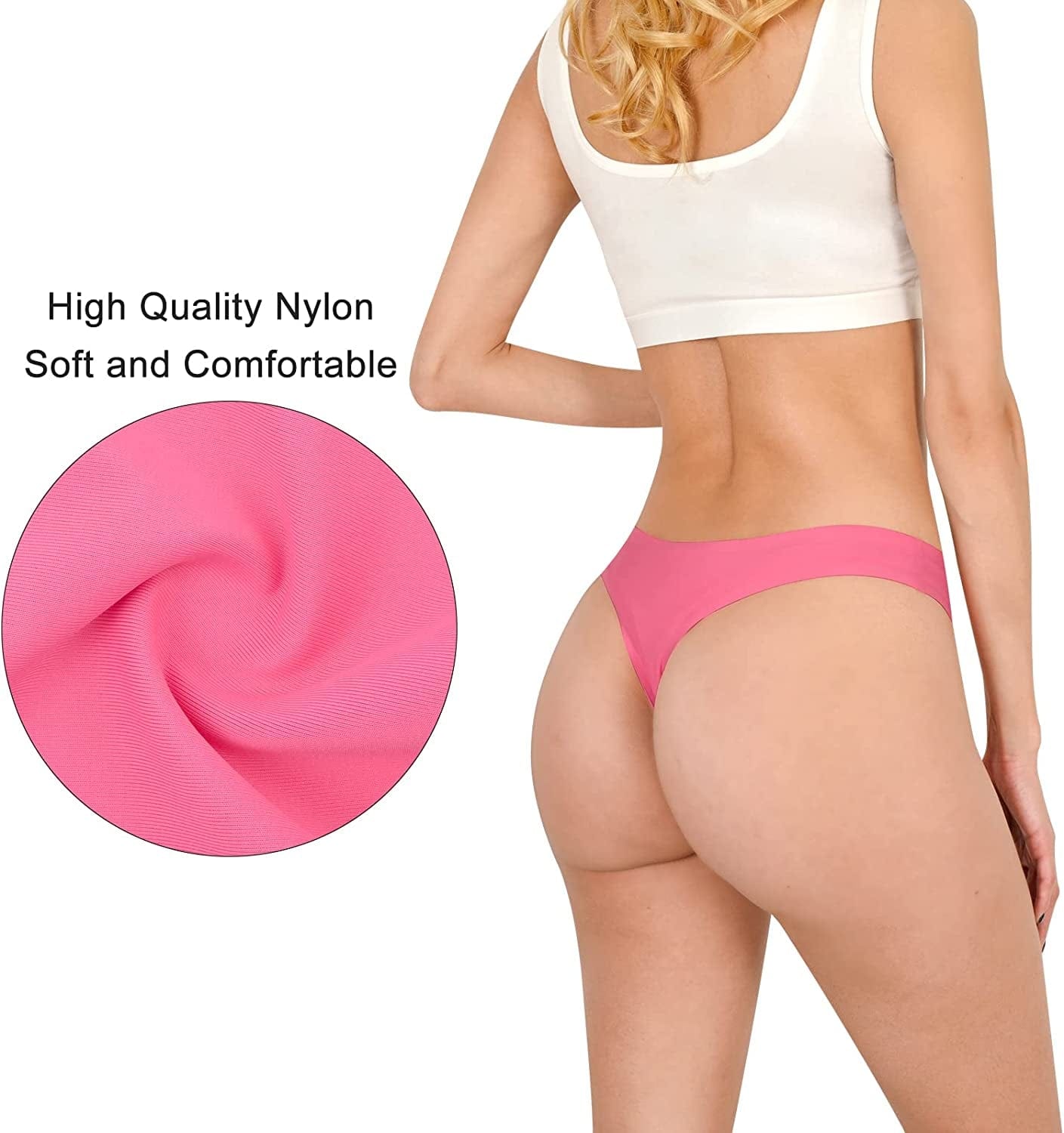 Sunm Boutique 6-10 Pack Womens Seamless Thongs Underwear Low Rise No Show Thong Panties