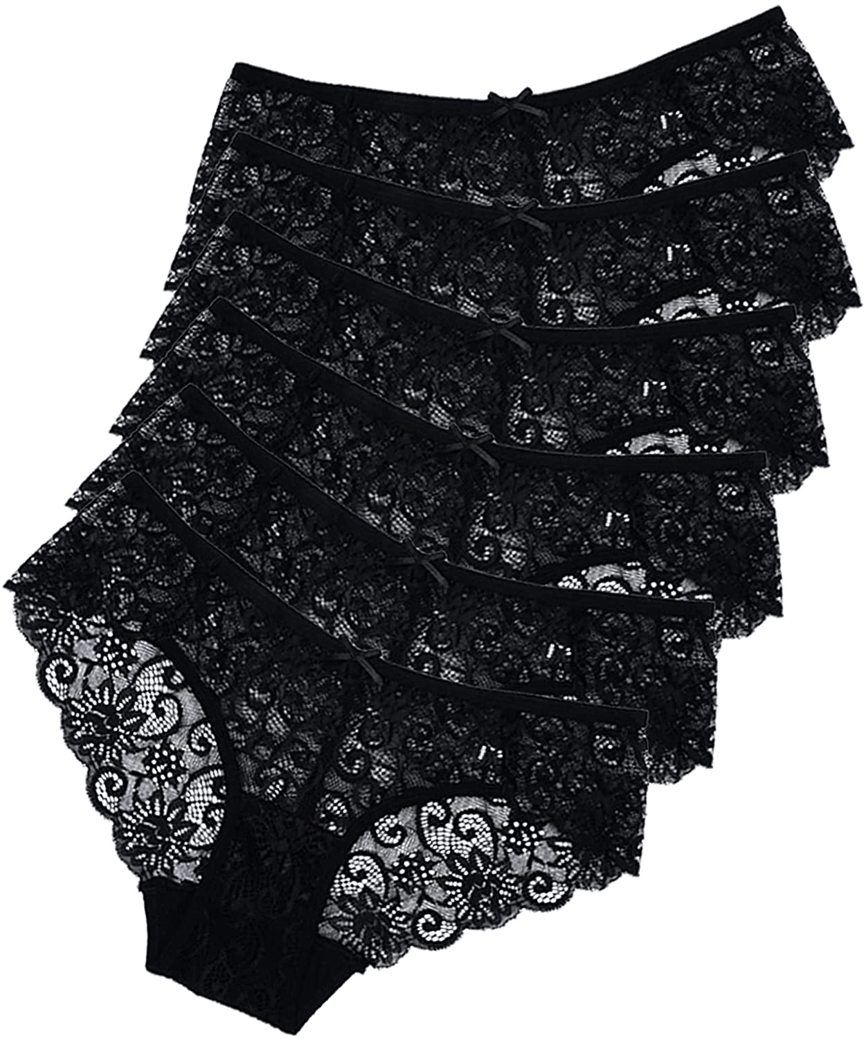 Sunm Boutique Womens Underwear Invisible Seamless Bikini Lace Underwear Half Back Coverage Panties Apparel & Accessories > Clothing > Underwear & Socks > Underwear Sunm Boutique Black XX-Large