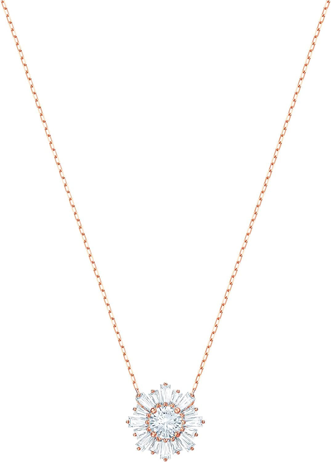 Sunshine Jewelry Collection, Clear Crystals, Pink Crystals, Rose Gold-Tone Finish Pendant Necklace - Rose Gold Tone