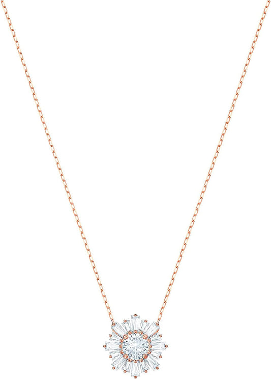 Sunshine Jewelry Collection, Clear Crystals, Pink Crystals, Rose Gold-Tone Finish Pendant Necklace - Rose Gold Tone