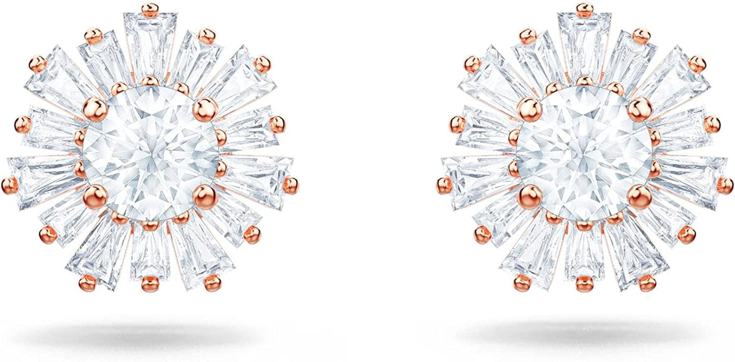 Sunshine Jewelry Collection, Clear Crystals, Pink Crystals, Rose Gold-Tone Finish Pierced Earrings - Rose Gold Tone