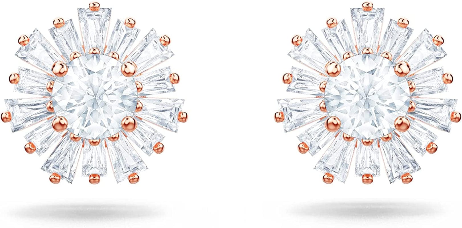 Sunshine Jewelry Collection, Clear Crystals, Pink Crystals, Rose Gold-Tone Finish Pierced Earrings - Rose Gold Tone